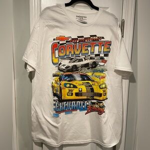 NWT Corvette Size 3X White Cotton Tee Shirt Graphic Print Chevrolet Motor Sports